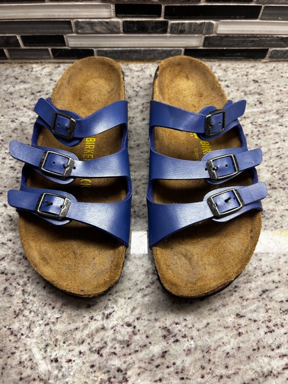 Birkenstock Womens Royal Blue Triple Strap Sandals size 5
